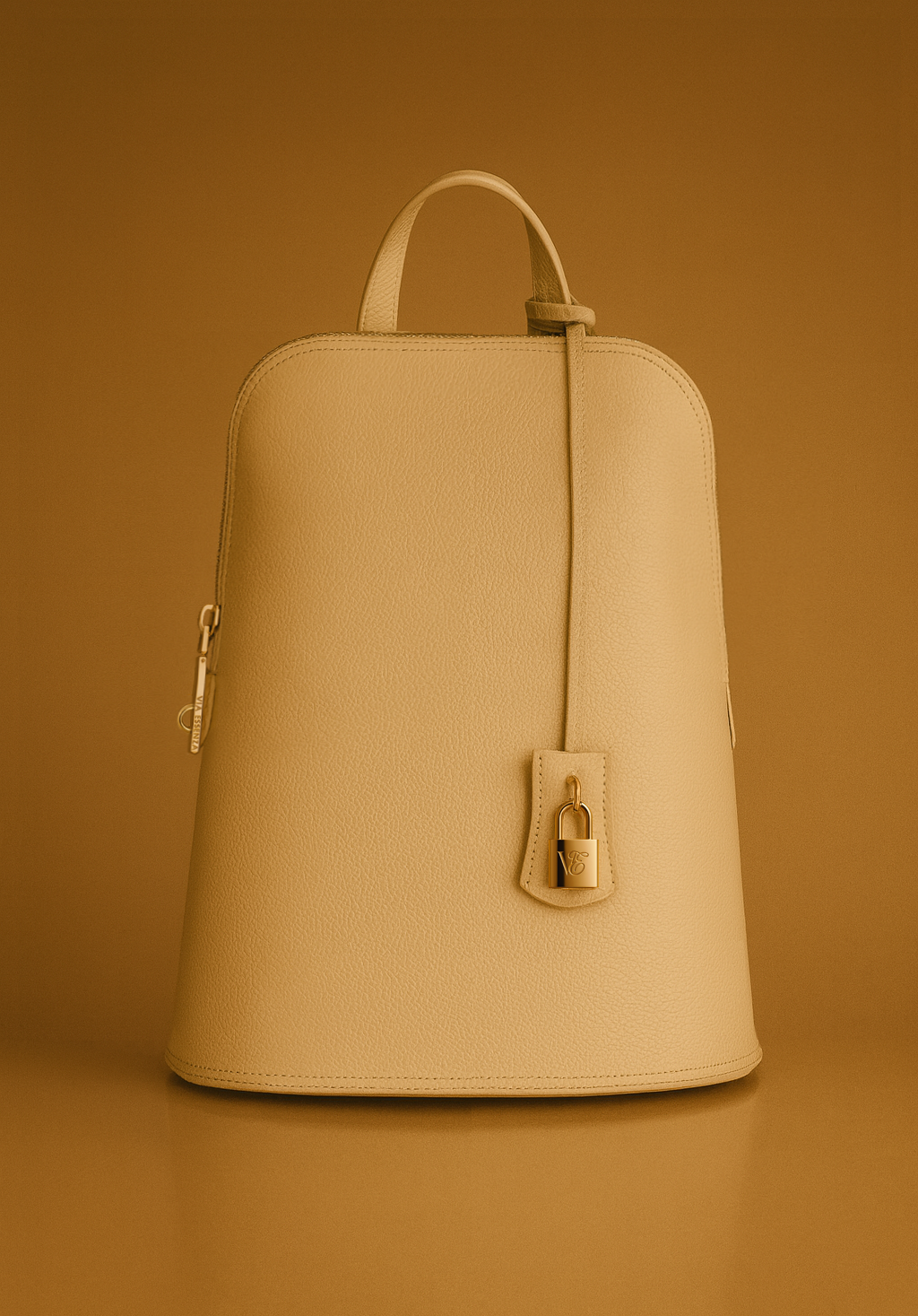 Via Essenza VIA backpack in soft beige Italian leather, Luminosa color.
