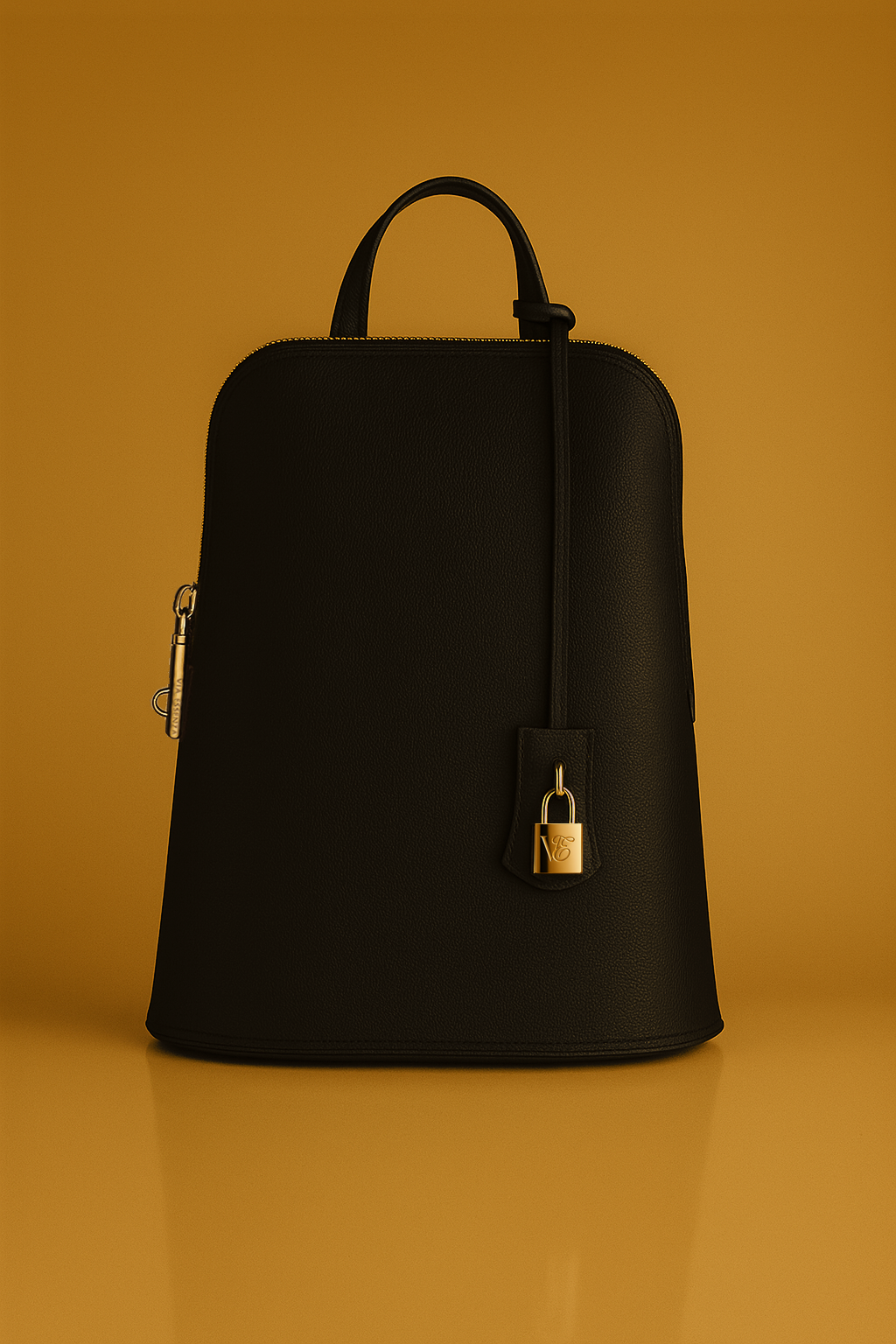 Via Essenza VIA backpack in black Italian leather, Notte color.
