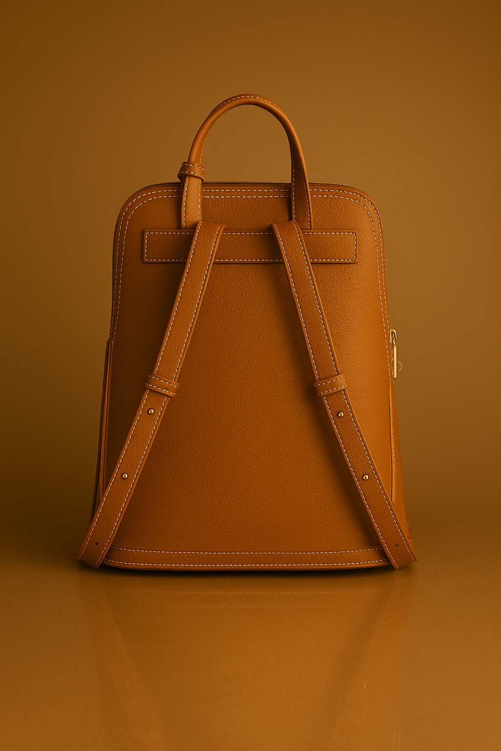 Via Essenza VIA backpack in warm camel Italian leather, Terra color.