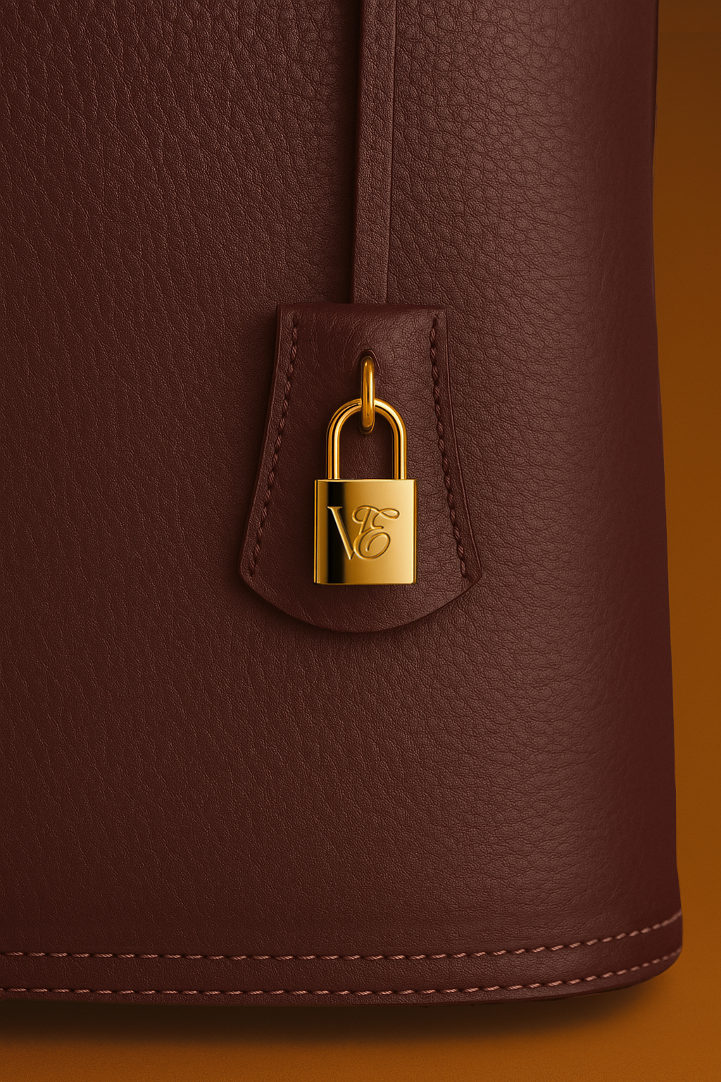 Via Essenza VIA backpack in deep dark burgundy Italian leather, Vino color. Clochette with padlock.