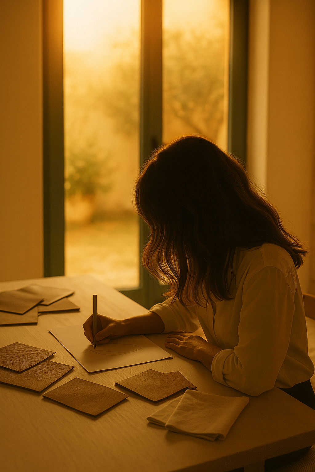 Via Essenza Founder's, Catarina Marques at the desk