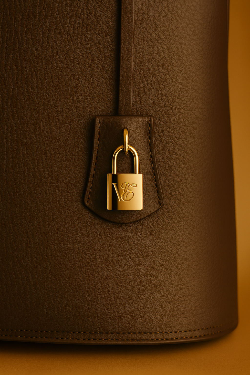 Via Essenza VIA backpack in dark brown Italian leather, Caffè color. Clochette with padlock.