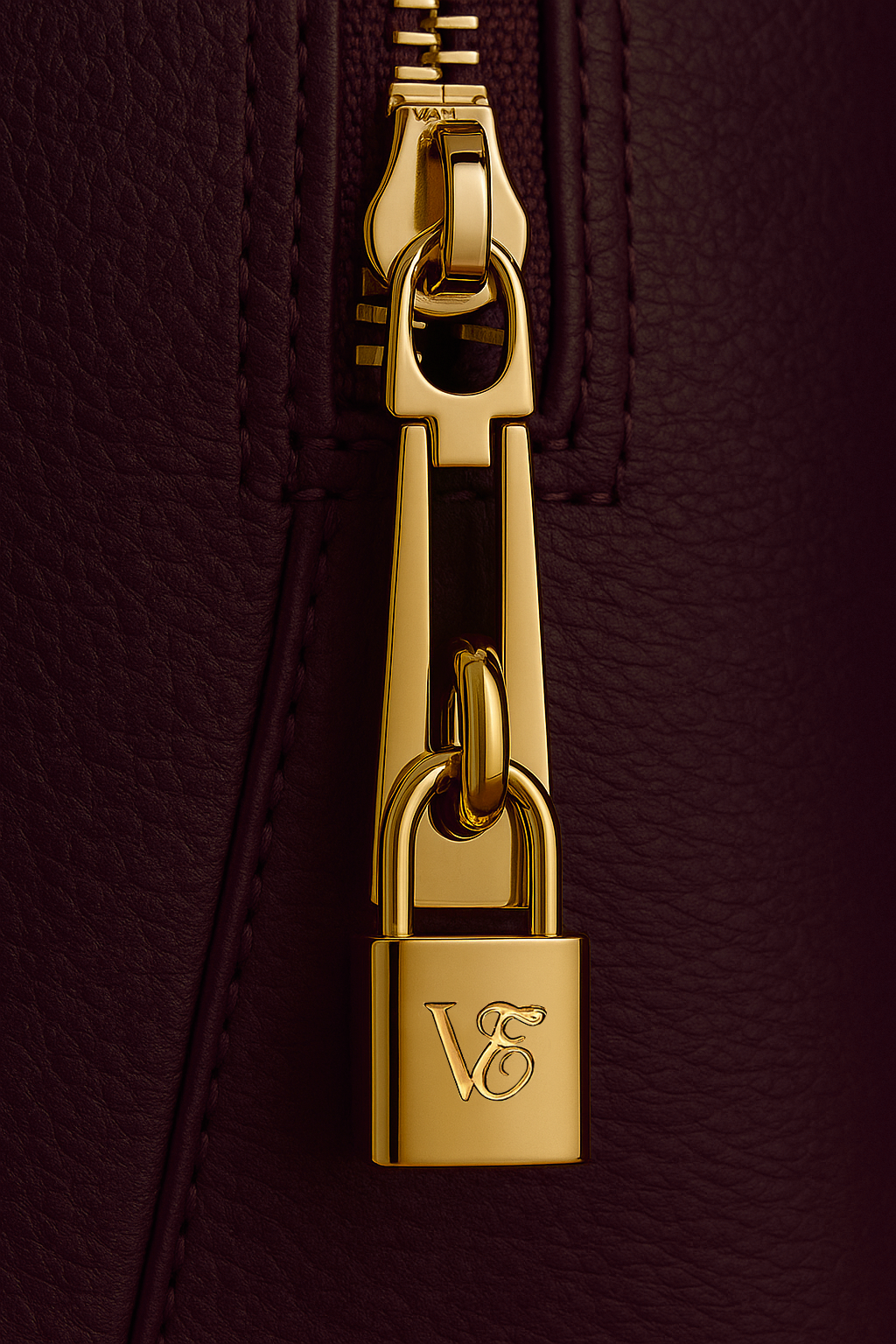 Via Essenza VIA backpack in deep dark burgundy  Italian leather, Vino color with padlock detail.